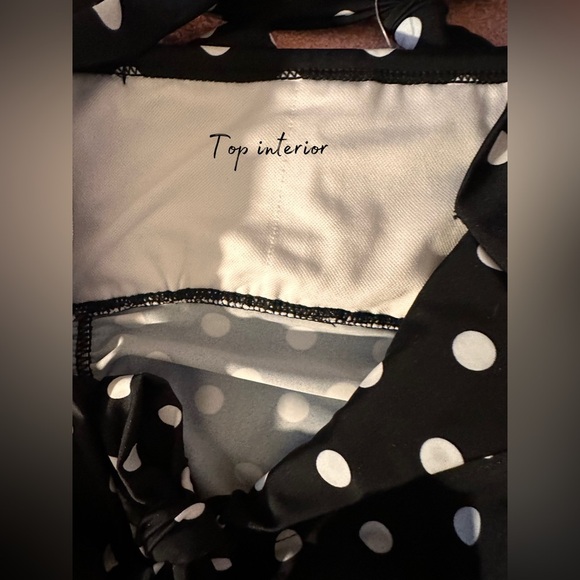 NWT Girls Kids Adjustable Swimsuits Black White Polka Dot Size 10 - Picture 5 of 12